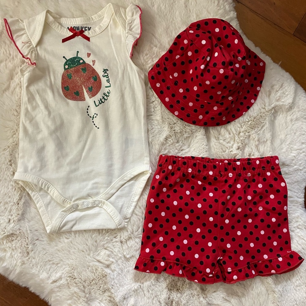 Baby girls 👧 ladybug 🐞 3 piece set. NWOT